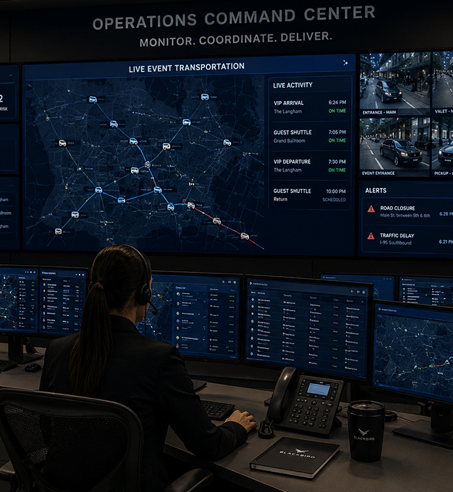 Logistics coordinator dispatch room screens