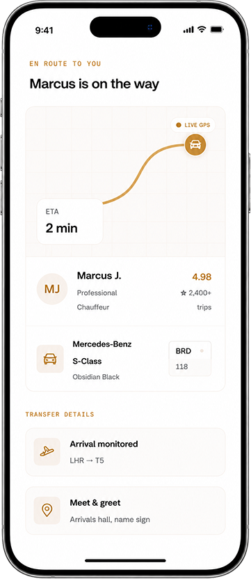 Blackbird passenger companion mobile application mockup